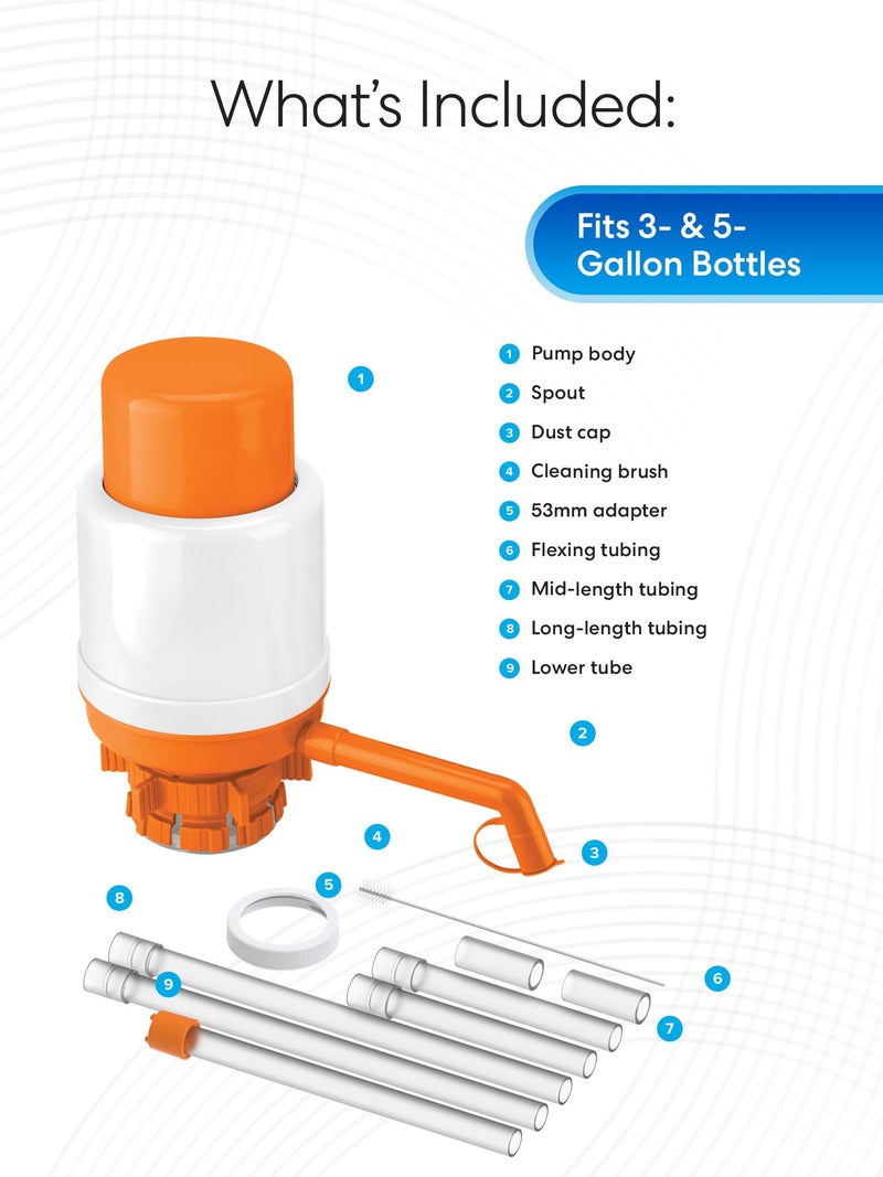 Brio Universal Manual Drinking Water Pump (Orange) - Image 4